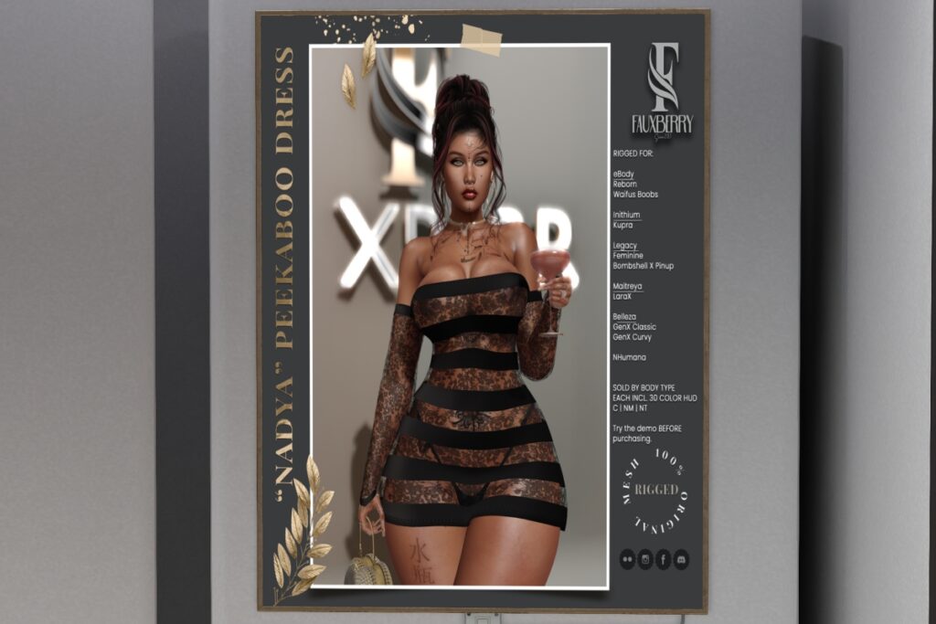 Nadya Dress - GenX/Inithium/Legacy/MaitreyaX/Nhumana/Reborn/+mods, L$349 each Body Pack/L$2500 FP