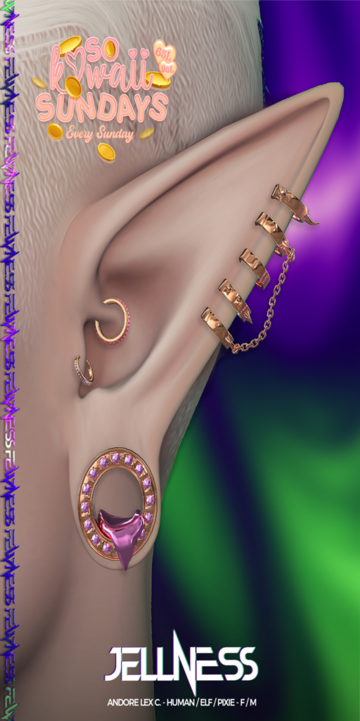 Jellness Earrings - Lex C. M+F Human+Elf+Pixie	&lt;a href=&quot;http://maps.secondlife.com/secondlife/Moonstar/141/89/43&quot; target=&quot;_blank&quot;&gt;Teleport&lt;/a&gt;