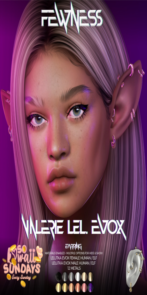 Valerie Earring - EvoX M+F Human+Elf	&lt;a href=&quot;http://maps.secondlife.com/secondlife/Moonstar/141/89/43&quot; target=&quot;_blank&quot;&gt;Teleport&lt;/a&gt;
