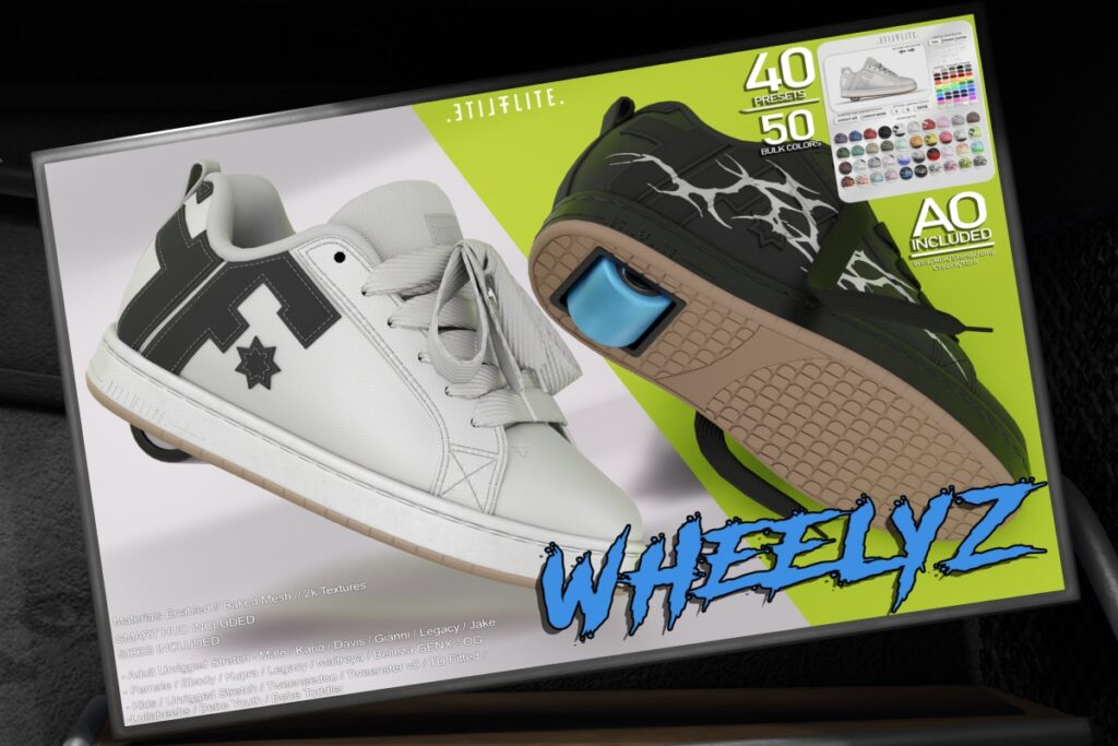 Wheelyz Sneakers - see ad for fits, L$399 each/L$2499 FP