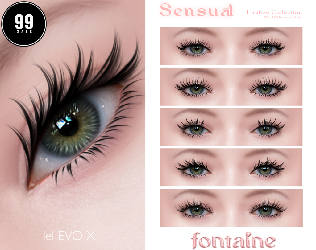 Sensual Lash Collection - EvoX	&lt;a href=&quot;https://maps.secondlife.com/secondlife/VELOUR/66/140/83&quot; target=&quot;_blank&quot;&gt;Teleport&lt;/a&gt;
