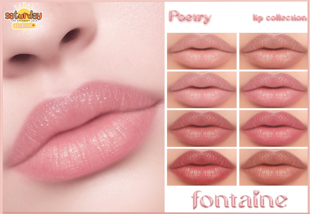 Poetry Lip Collection - EvoX	&lt;a href=&quot;https://maps.secondlife.com/secondlife/VELOUR/66/140/83&quot; target=&quot;_blank&quot;&gt;Teleport&lt;/a&gt;