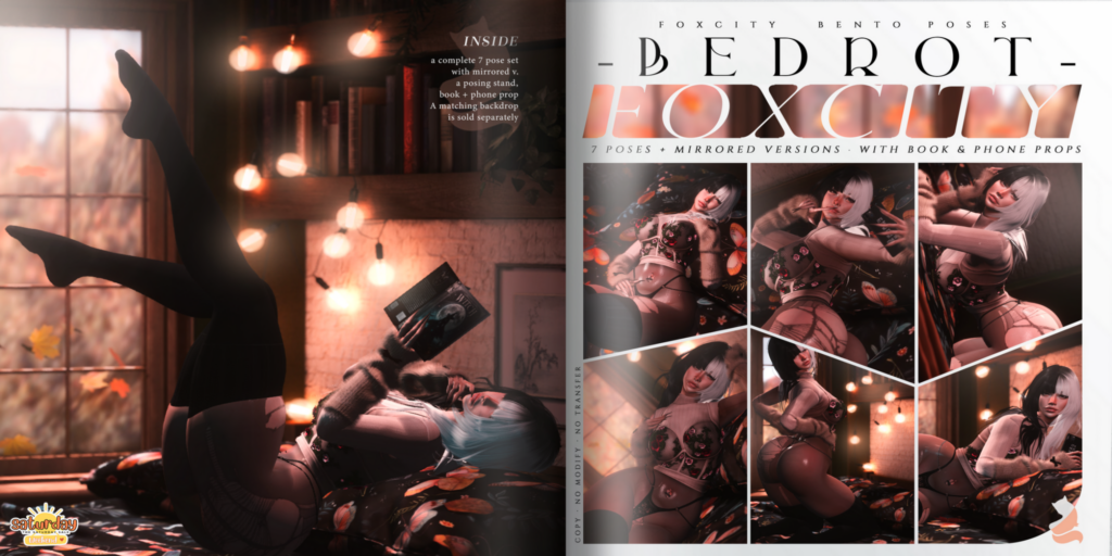 Bedrot Poses with Props	&lt;a href=&quot;http://maps.secondlife.com/secondlife/FOXCITY/180/69/21&quot; target=&quot;_blank&quot;&gt;Teleport&lt;/a&gt;