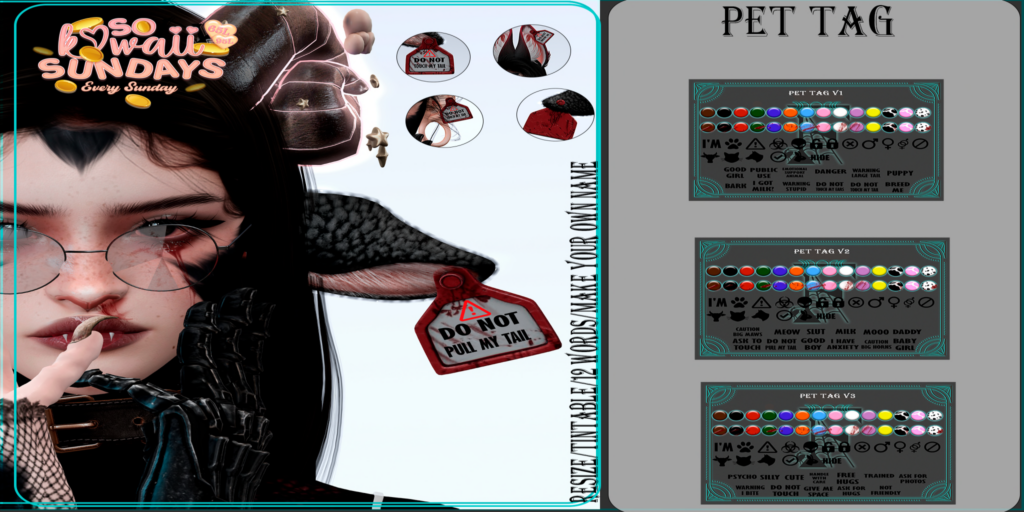 Pet Tag	&lt;a href=&quot;https://maps.secondlife.com/secondlife/Daisy/26/29/1167&quot; target=&quot;_blank&quot;&gt;Teleport&lt;/a&gt;