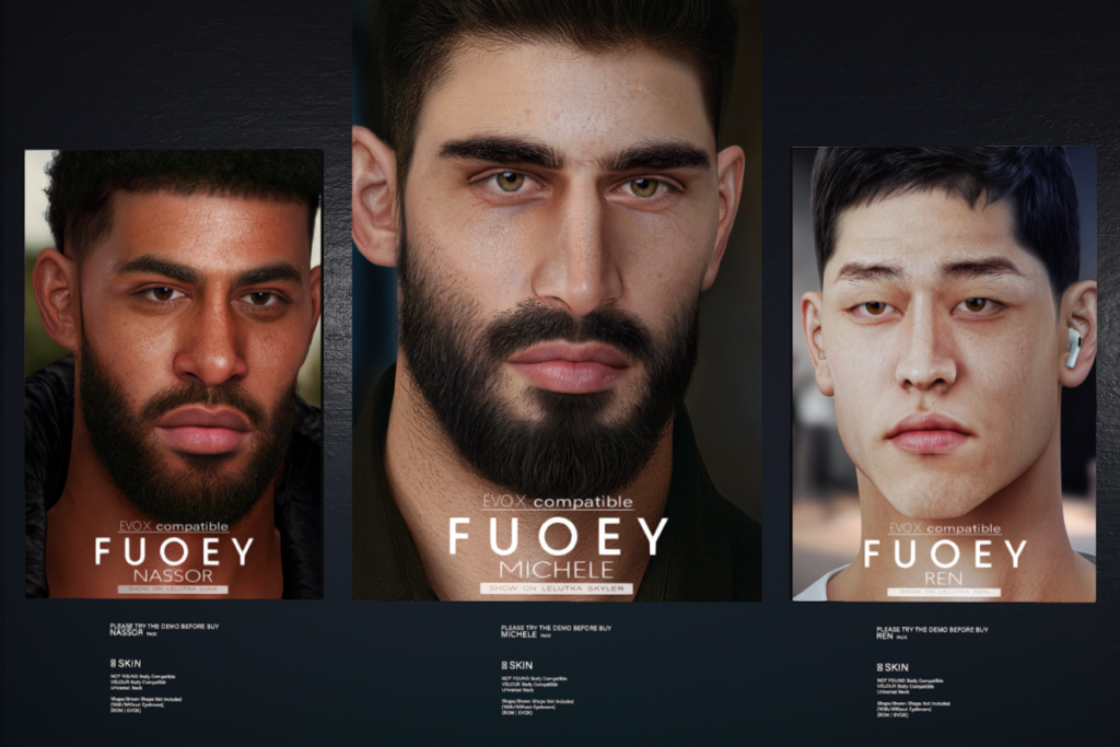 Michell Skin - EvoX, L$900 each/L$10000 FP | Nasor Skin - EvoX, L$900 each/L$10000 FP | Ren Skin - EvoX, L$900 each/L$10000 FP
