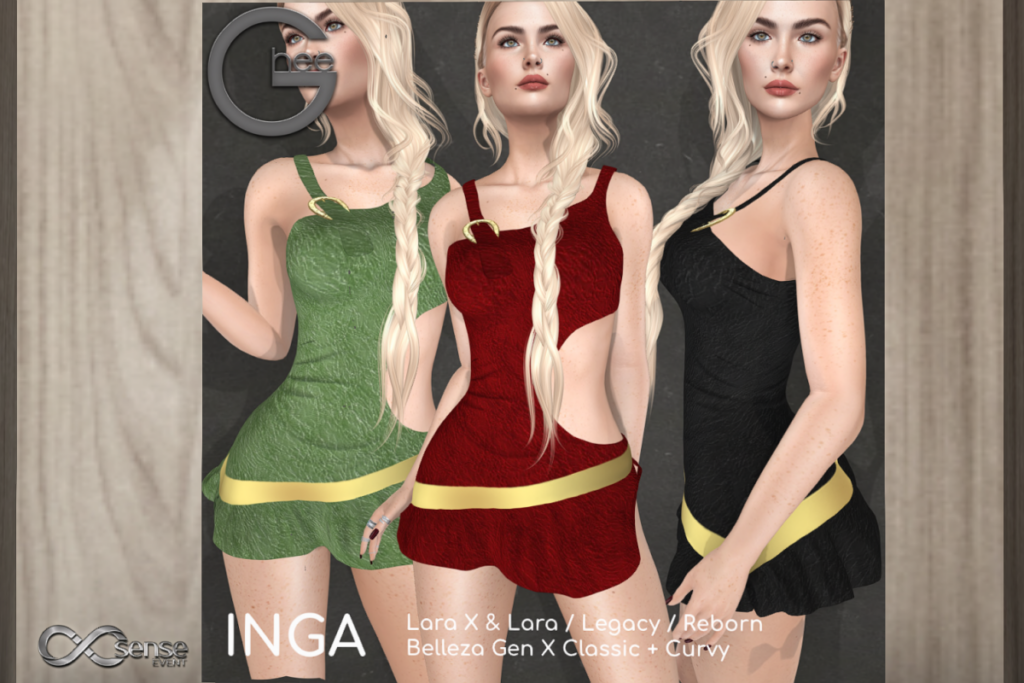 Inga Dress - GenX/Legacy/Maitreya/Reborn/+mods, L$199 each/L$1499 FP