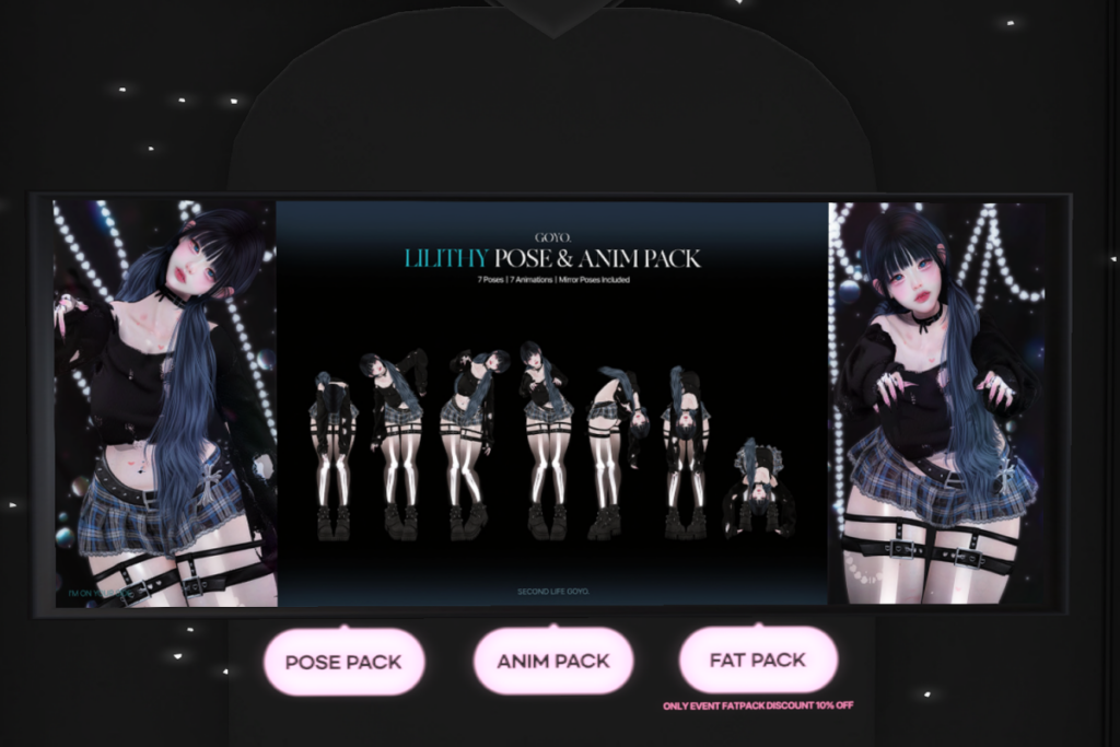 Lilithy Poses &amp; Animations, L$269-L$319 each/L$333 FP