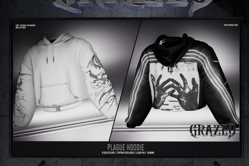 Plague Hoodie - Legacy F+M/Reborn, L$325 each/L$1699 FP