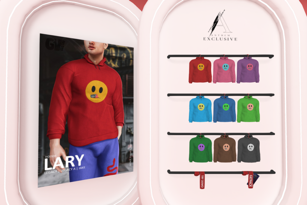 Lary Hoodie - Jake/Legacy/+mods, L$199 each/L$1000 FP