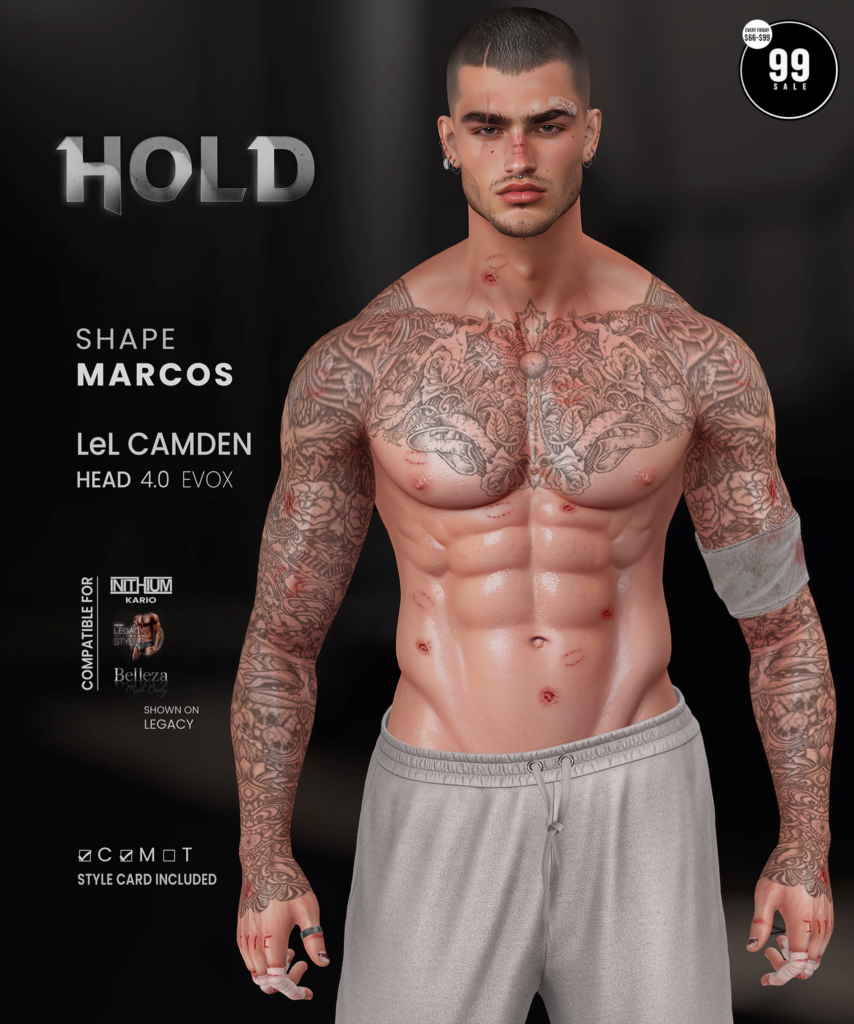Marcos Shape - EvoX Camden/Jake/Kario/Legacy	&lt;a href=&quot;https://maps.secondlife.com/secondlife/Cherrywood/103/99/702&quot; target=&quot;_blank&quot;&gt;Teleport&lt;/a&gt;