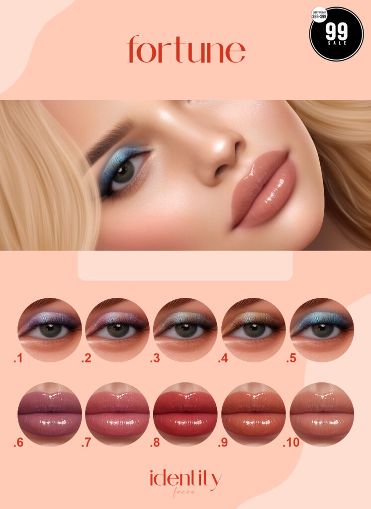 Fortune Eyeshadow &amp; Lipstick - CatwaX/Evo/EvoX/Genus	&lt;a href=&quot;http://maps.secondlife.com/secondlife/Astraluna/163/112/22&quot; target=&quot;_blank&quot;&gt;Teleport&lt;/a&gt;