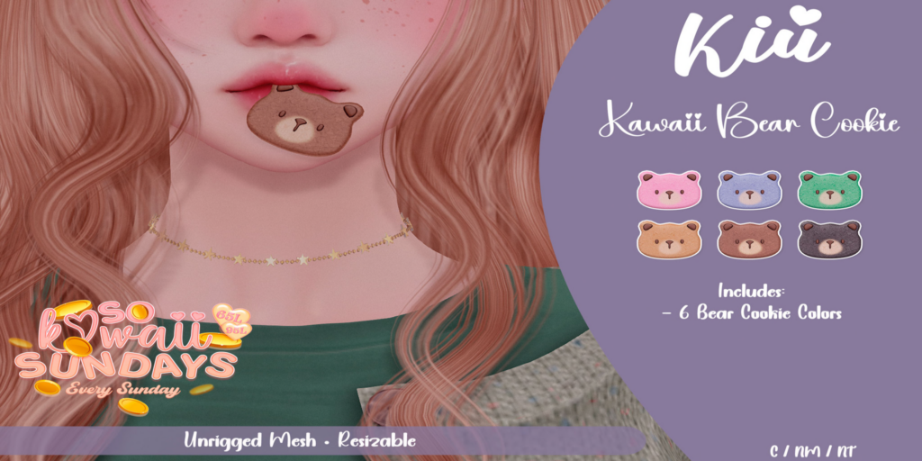 Kawaii Bear Cookie Accessory	&lt;a href=&quot;http://maps.secondlife.com/secondlife/Berwick%20Land/47/97/988&quot; target=&quot;_blank&quot;&gt;Teleport&lt;/a&gt;