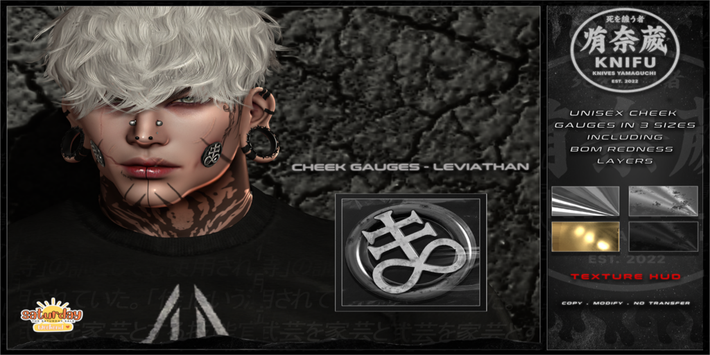 Leviathan Cheek Gauges	&lt;a href=&quot;http://maps.secondlife.com/secondlife/Shinigami/95/223/3&quot; target=&quot;_blank&quot;&gt;Teleport&lt;/a&gt;