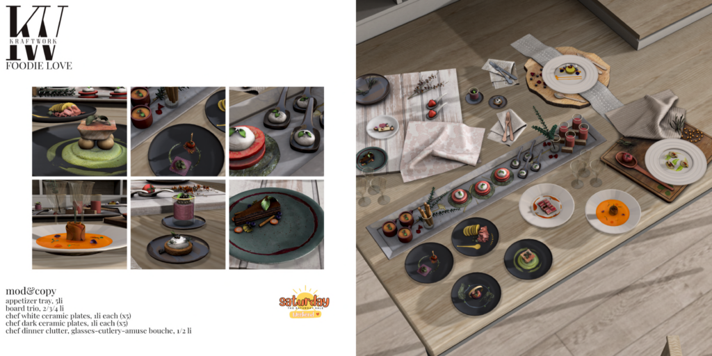 Foodie Love Set	&lt;a href=&quot;http://maps.secondlife.com/secondlife/KraftWork/230/122/21&quot; target=&quot;_blank&quot;&gt;Teleport&lt;/a&gt;