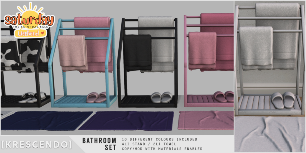 Bathroom Decor Set	&lt;a href=&quot;http://maps.secondlife.com/secondlife/SkyBeam%20Hideaway/200/203/4022&quot; target=&quot;_blank&quot;&gt;Teleport&lt;/a&gt;