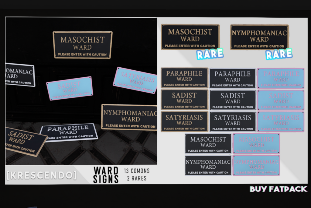 Ward Signs, L$50 per play/L$999 FP