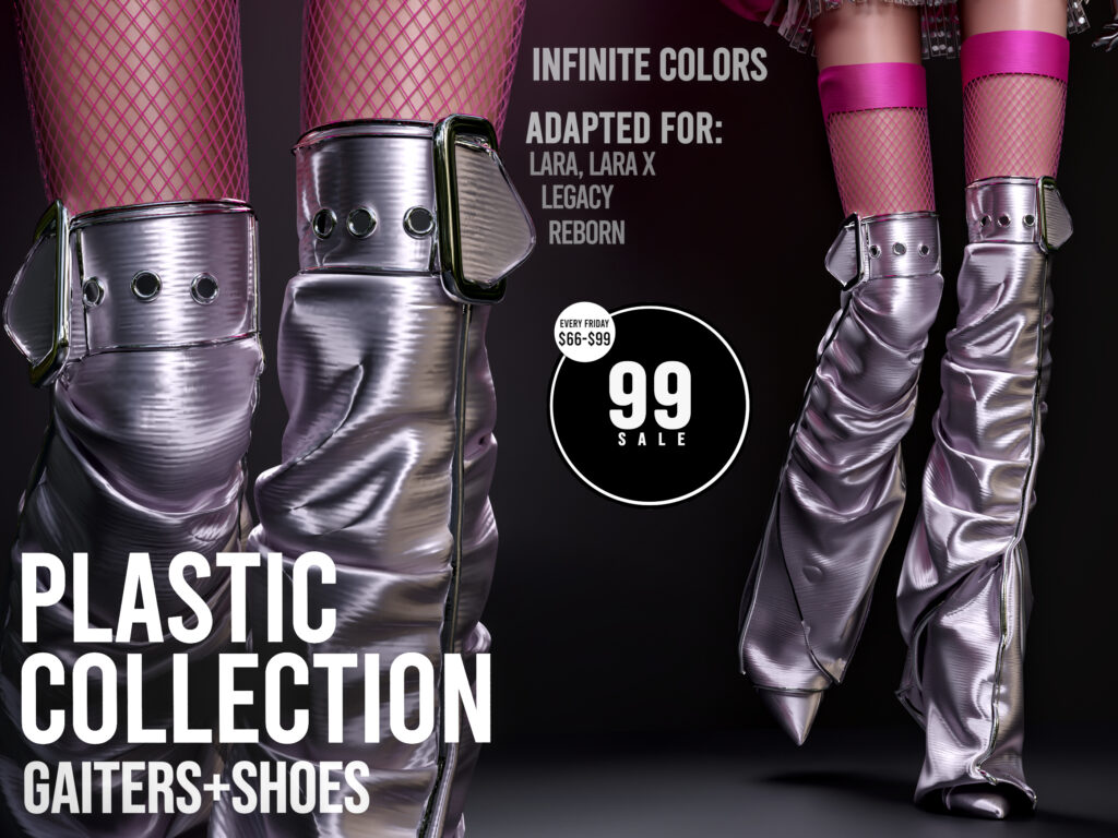 Plastic Collection Gaiters &amp; Shoes - Legacy/Maitreya/Reborn/+mods	&lt;a href=&quot;http://maps.secondlife.com/secondlife/Triple%20Trouble/59/214/22&quot; target=&quot;_blank&quot;&gt;Teleport&lt;/a&gt;