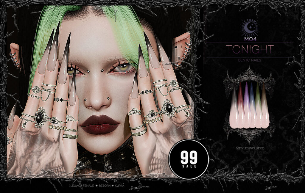 Tonight Bento Nails - Inithium/Legacy/Reborn	&lt;a href=&quot;http://maps.secondlife.com/secondlife/Flamingo%20District/208/76/2203&quot; target=&quot;_blank&quot;&gt;Teleport&lt;/a&gt;