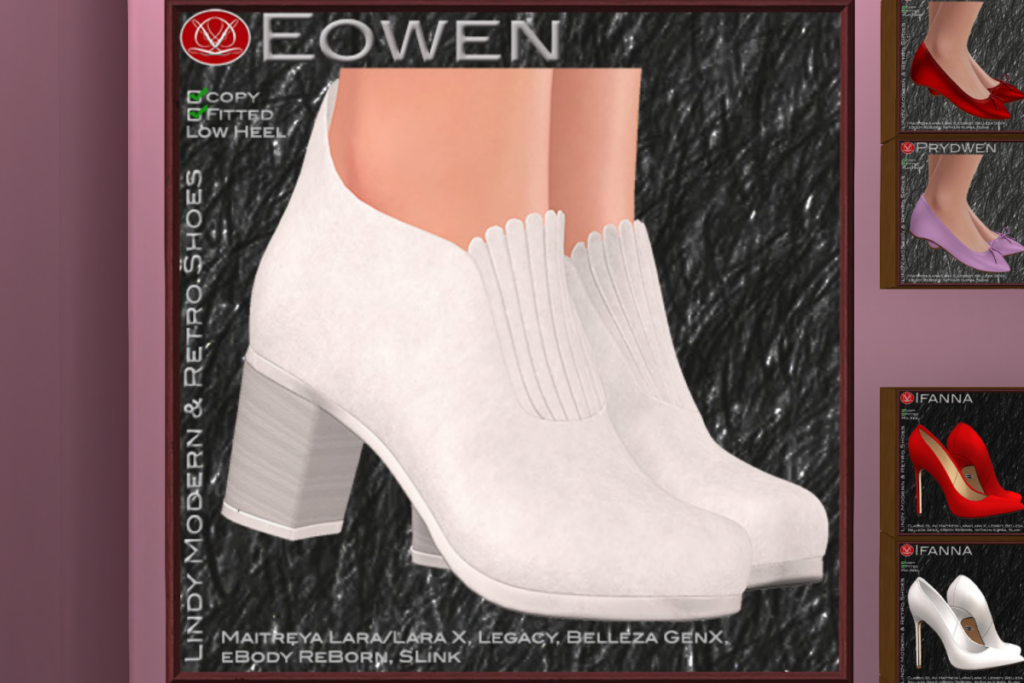 Eowen Shoes - GenX/Legacy/Maitreya/Reborn/Slink/+mods, L$189 each/L$567 FP