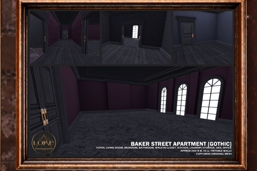 Baker Street Apartment, L$550 each/L$950 FP