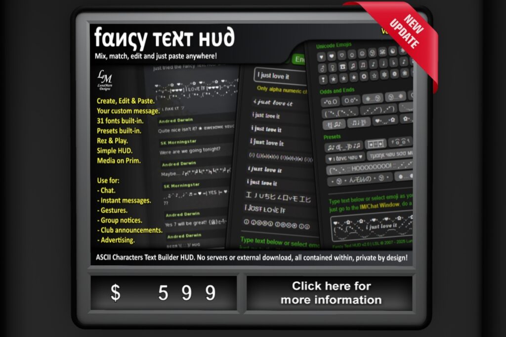 Fancy Text HUD, L$599