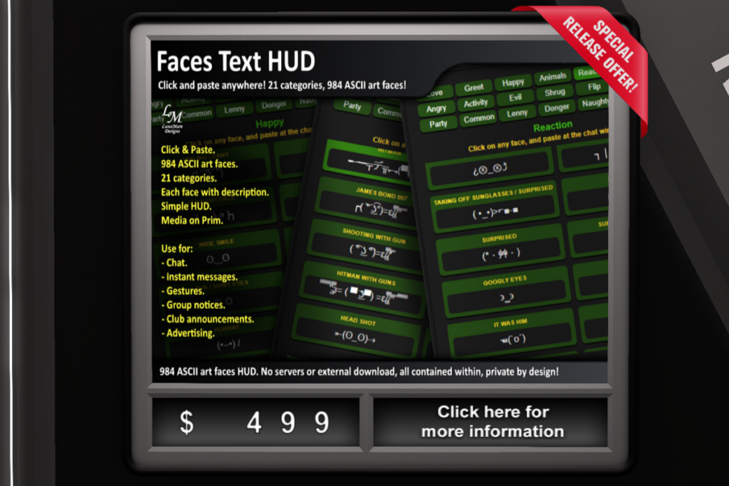 Faces Text HUD, L$499