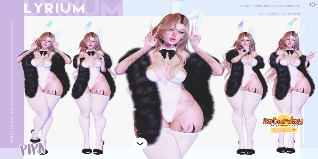 Pipa Poses	&lt;a href=&quot;https://maps.secondlife.com/secondlife/Lunar%20and%20Friends/161/89/19&quot; target=&quot;_blank&quot;&gt;Teleport&lt;/a&gt;