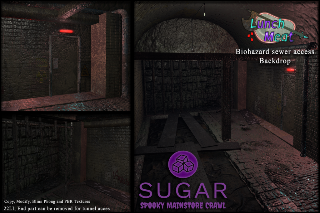 Biohazard Sewer Access Backdrop, L$250	&lt;a href=&quot;http://maps.secondlife.com/secondlife/Kailash/128/87/1922&quot; target=&quot;_blank&quot;&gt;Teleport&lt;/a&gt;