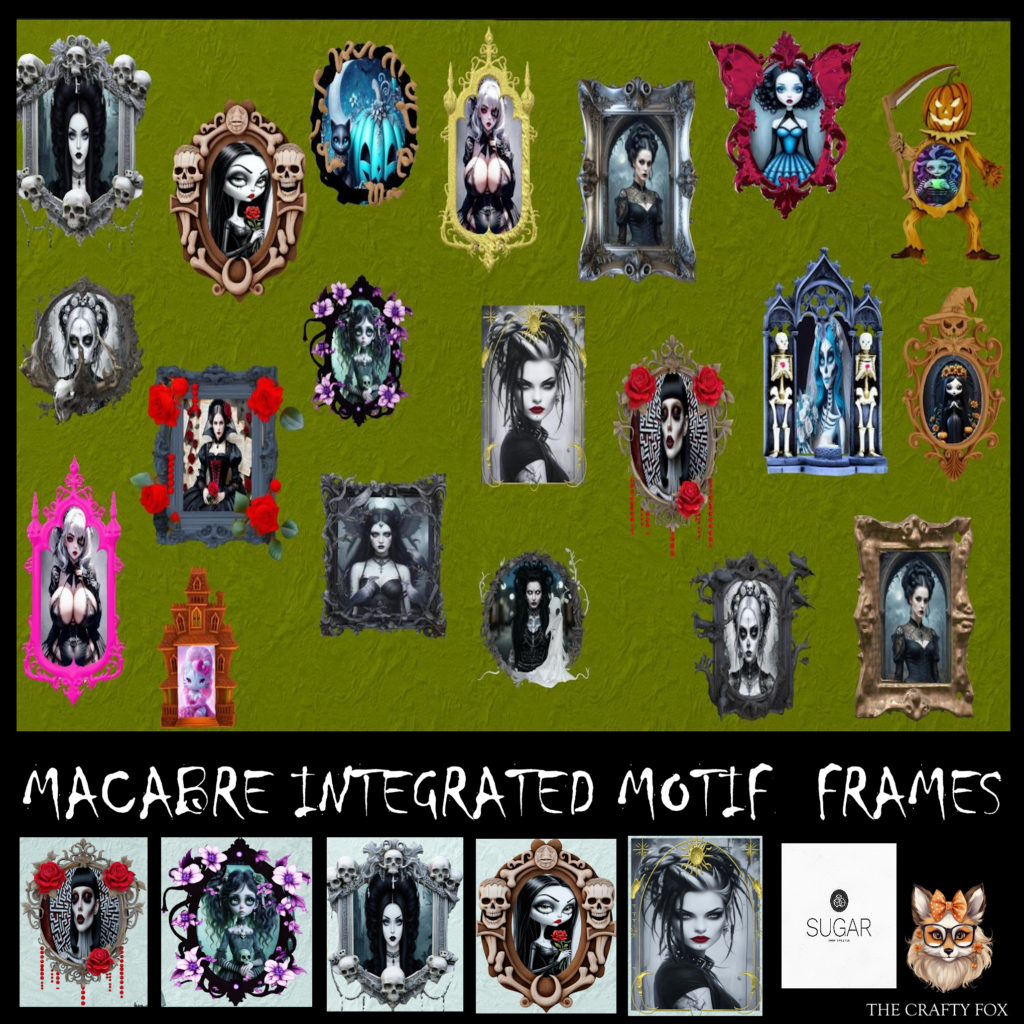 Macabre Integrated Motif Frames, L$199	&lt;a href=&quot;http://maps.secondlife.com/secondlife/Shetlon/168/98/52&quot; target=&quot;_blank&quot;&gt;Teleport&lt;/a&gt;