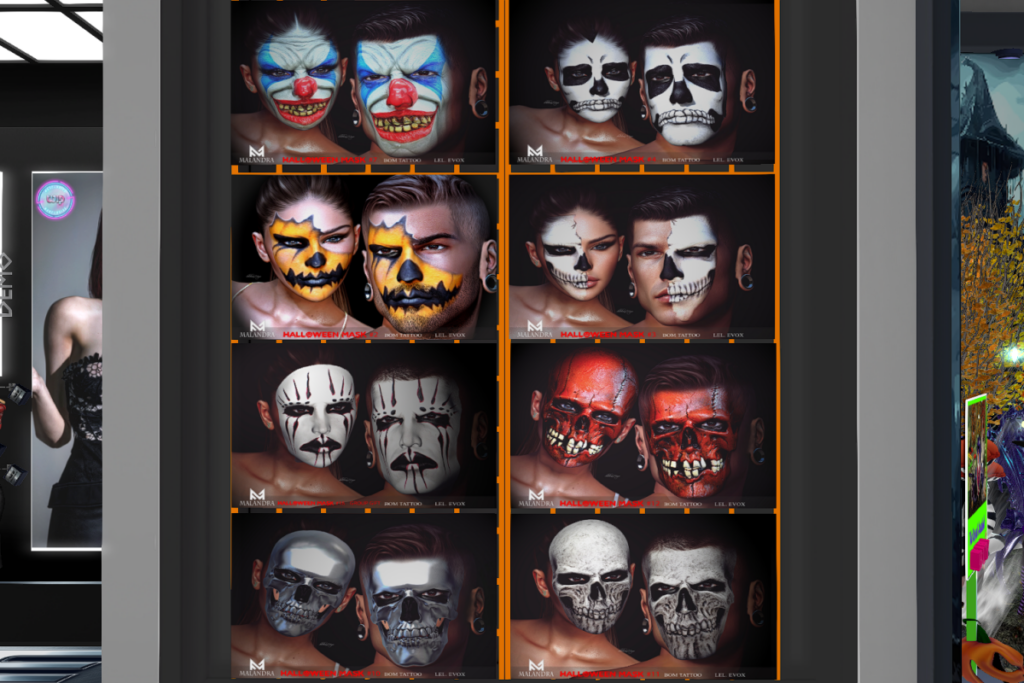 Various Halloween Mask Tattoos - EvoX, L$119 each