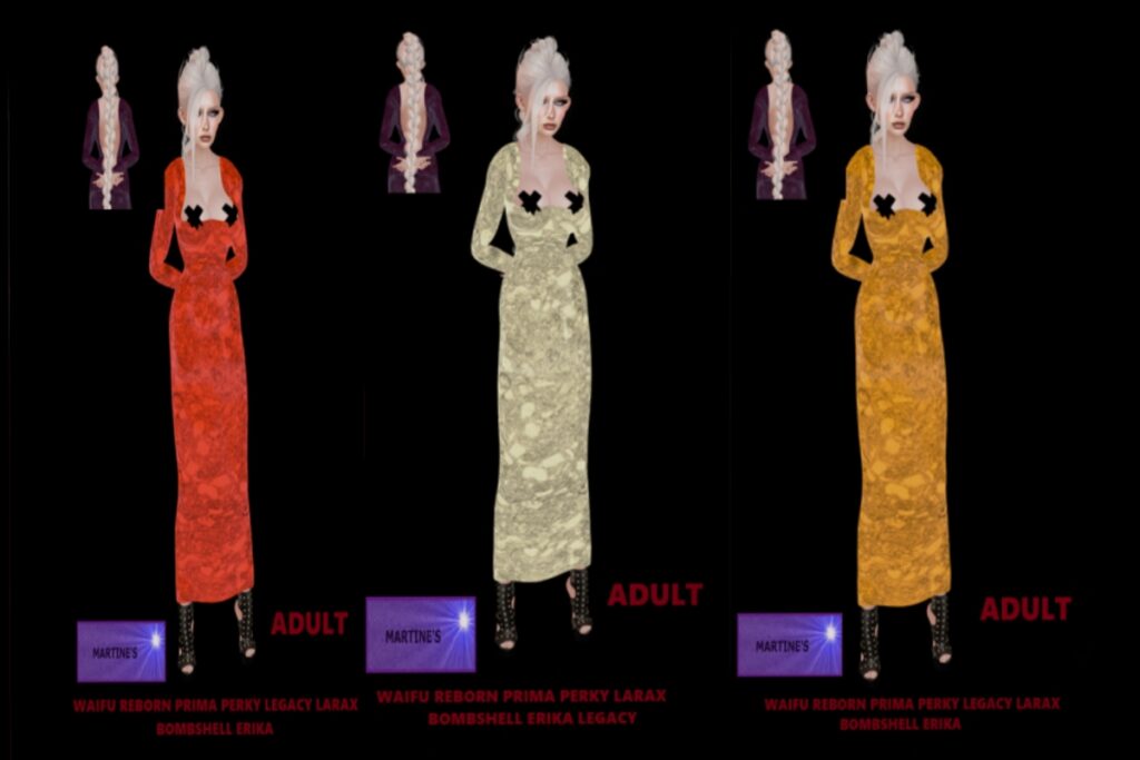 Aida Dress - Erika/Legacy/MaitreyaX/Prima/Reborn/+mods, L$99 each