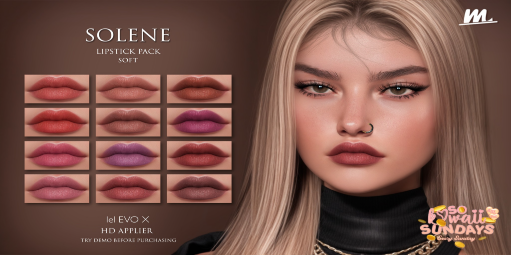 Solene Soft Lipstick Pack - ExoX	&lt;a href=&quot;https://maps.secondlife.com/secondlife/Oasis%20Paradise/223/54/700&quot; target=&quot;_blank&quot;&gt;Teleport&lt;/a&gt;