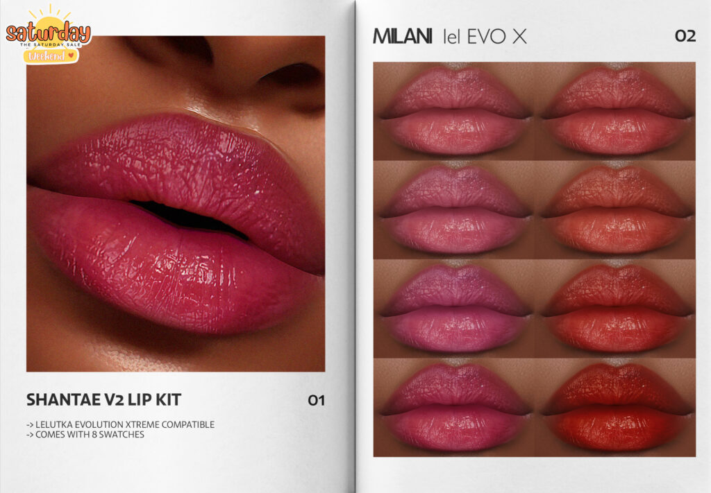 Shantae v2 Lip Kit - EvoX	&lt;a href=&quot;https://maps.secondlife.com/secondlife/VELOUR/215/117/1503&quot; target=&quot;_blank&quot;&gt;Teleport&lt;/a&gt;