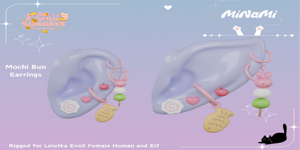 Mochi Bun Earrings - EvoX F Human+Elf	&lt;a href=&quot;http://maps.secondlife.com/secondlife/Notteterna/160/78/1121&quot; target=&quot;_blank&quot;&gt;Teleport&lt;/a&gt;