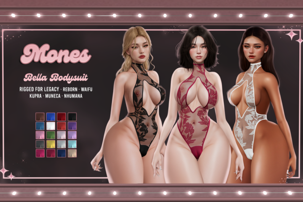 Bella Bodysuit - Inithium/Legacy/MaitreyaX/Muneca/Nhuamana/Reborn/+mods, L$349 each/L$1599 FP