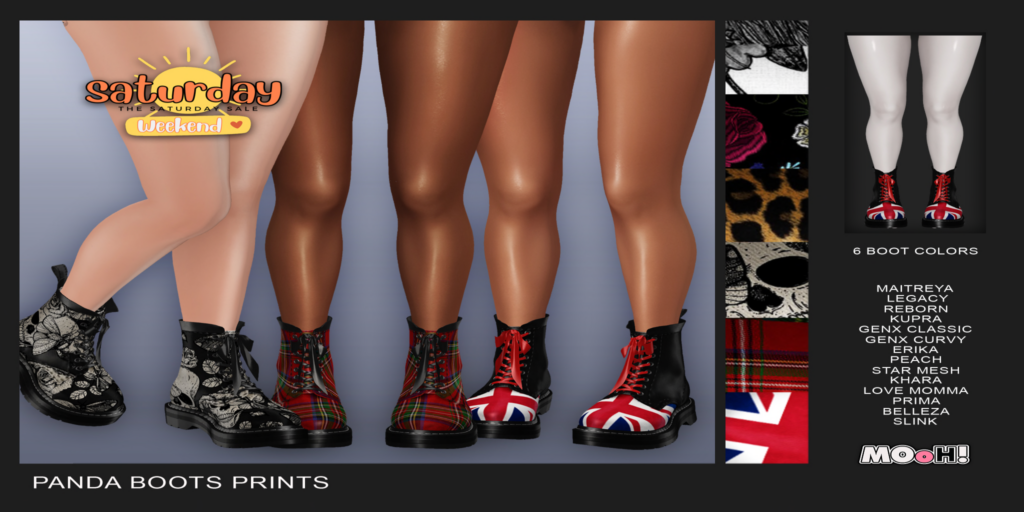 Panda Boots Prints - See Ad For Fits	&lt;a href=&quot;http://maps.secondlife.com/secondlife/Chillium/177/79/1702&quot; target=&quot;_blank&quot;&gt;Teleport&lt;/a&gt;