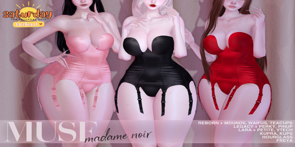 Madame Noir Set - Freya/Hourglass/Inithium/Legacy/Maitreya/Reborn/+mods	&lt;a href=&quot;http://maps.secondlife.com/secondlife/Moon%20Elixir/210/211/463&quot; target=&quot;_blank&quot;&gt;Teleport&lt;/a&gt;
