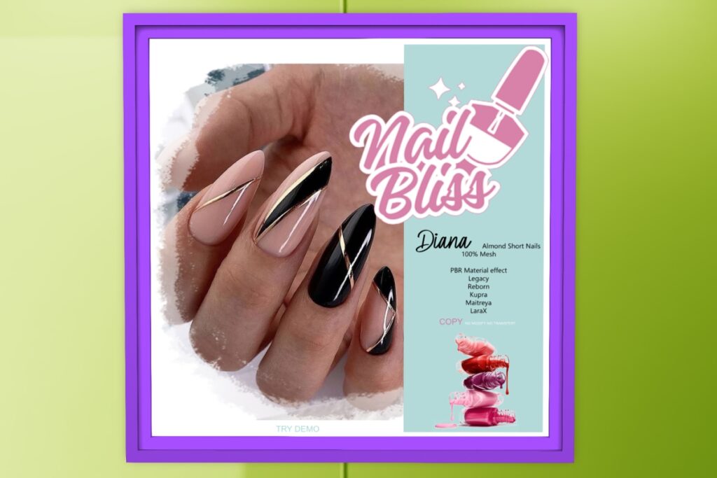 Diana Mesh Nails - Inithium/Legacy/Maitreya/Reborn/+mods, L$280