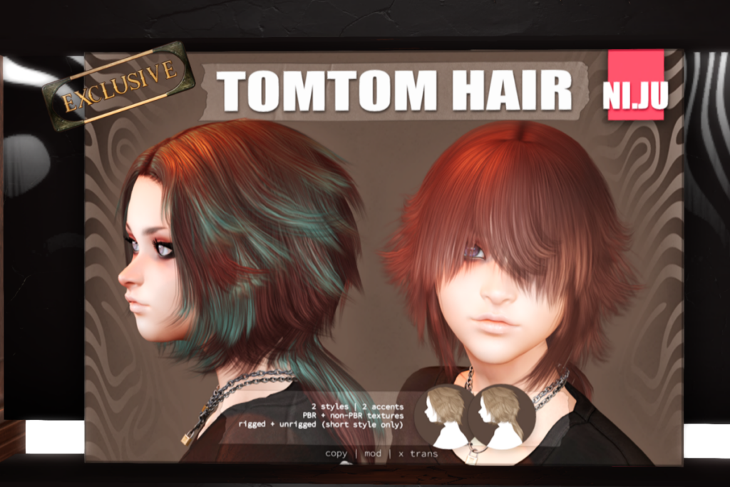 Tomtom Hair, L$300 each/L$750 FP