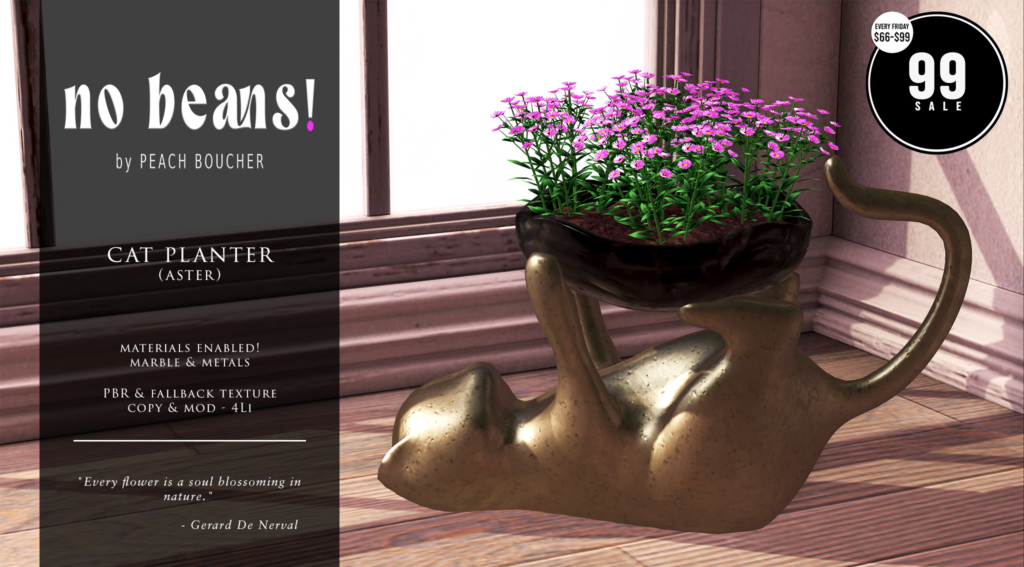 Cat Planter Aster Decor	&lt;a href=&quot;http://maps.secondlife.com/secondlife/Ethereal%20Shores/29/176/3002&quot; target=&quot;_blank&quot;&gt;Teleport&lt;/a&gt;