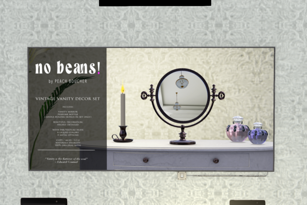 Vintage Vanity Decor Set, L$299 each/L$499 FP