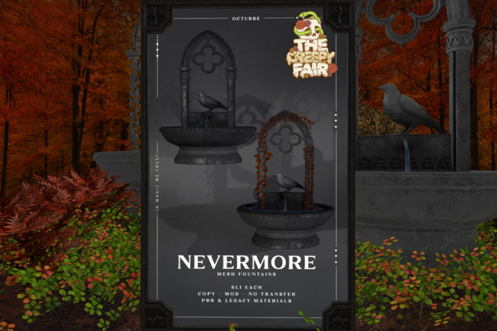 Nevermore Mesh Fountain, L$450-L$500