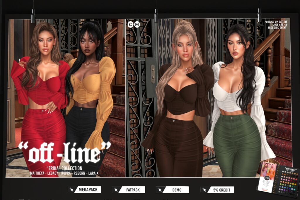Erika Collection Outfit - Inithium/Legacy/Maitreya/Reborn/+mods, L$279 each/L$1299 each FP/L$2499 MP