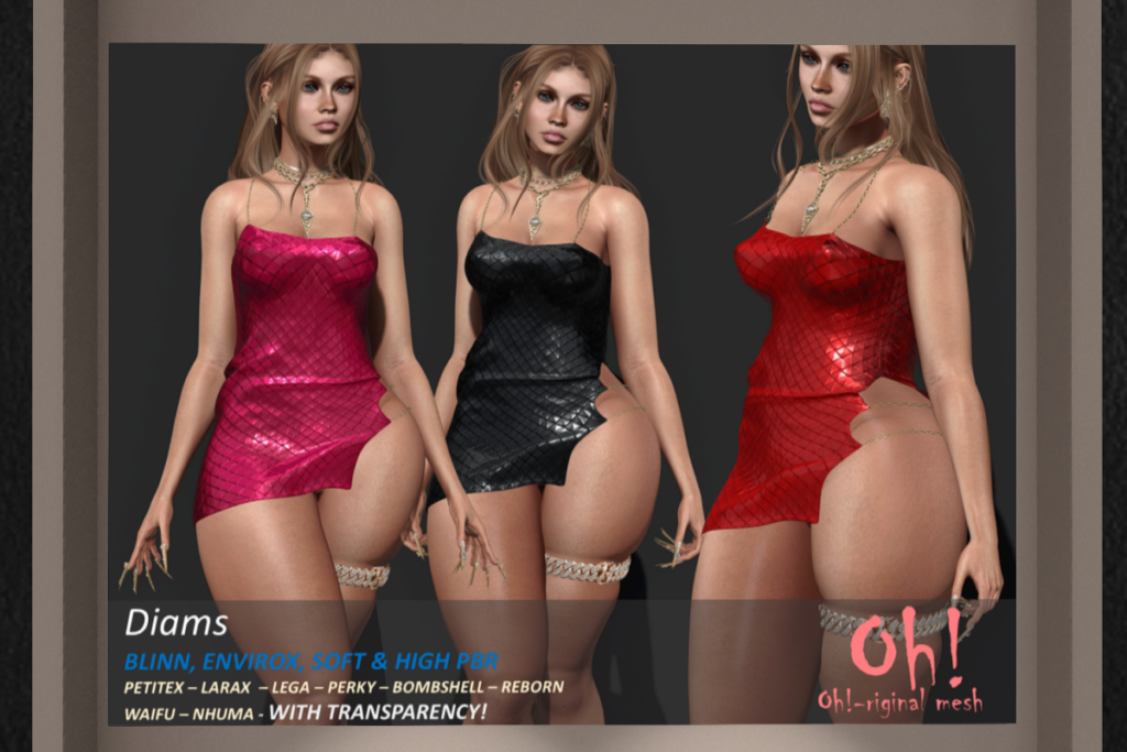 Diams Dress - Legacy/MaitreyaX/Nhumana/Reborn/+mods, L$699 each/L$1999 FP