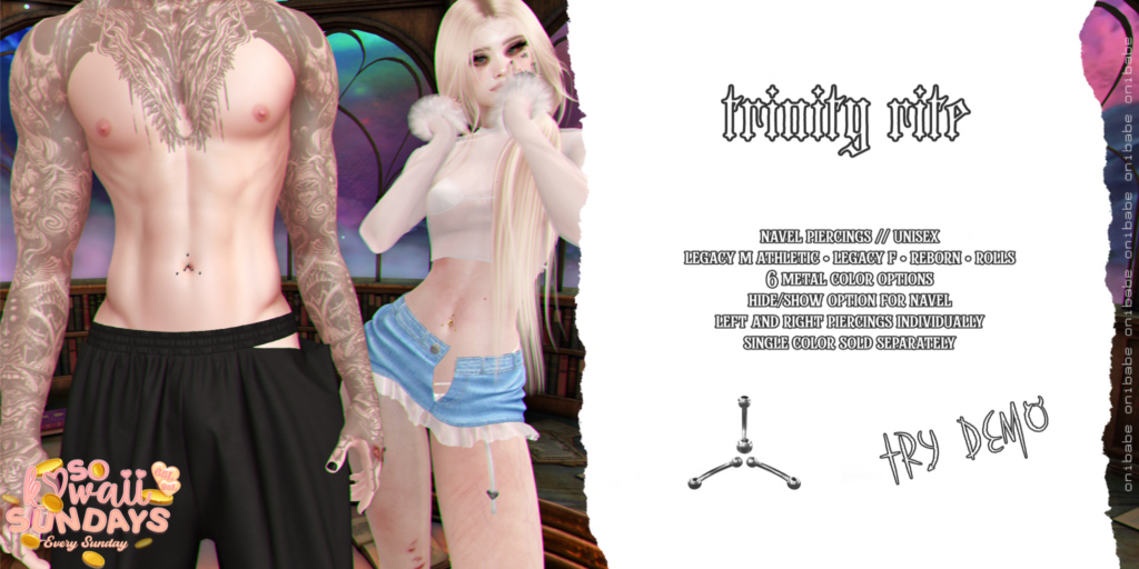 Trinity Rite Piercing - Legacy M+F/Reborn/+mods	&lt;a href=&quot;https://maps.secondlife.com/secondlife/Demon/239/92/25&quot; target=&quot;_blank&quot;&gt;Teleport&lt;/a&gt;