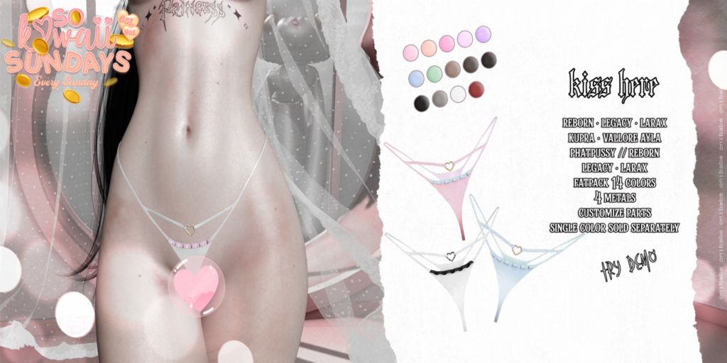 Kiss Here Underwear - Ayla/Inithium/Legacy/MaitreyaX/Reborn/+mods	&lt;a href=&quot;https://maps.secondlife.com/secondlife/Demon/239/92/25&quot; target=&quot;_blank&quot;&gt;Teleport&lt;/a&gt;