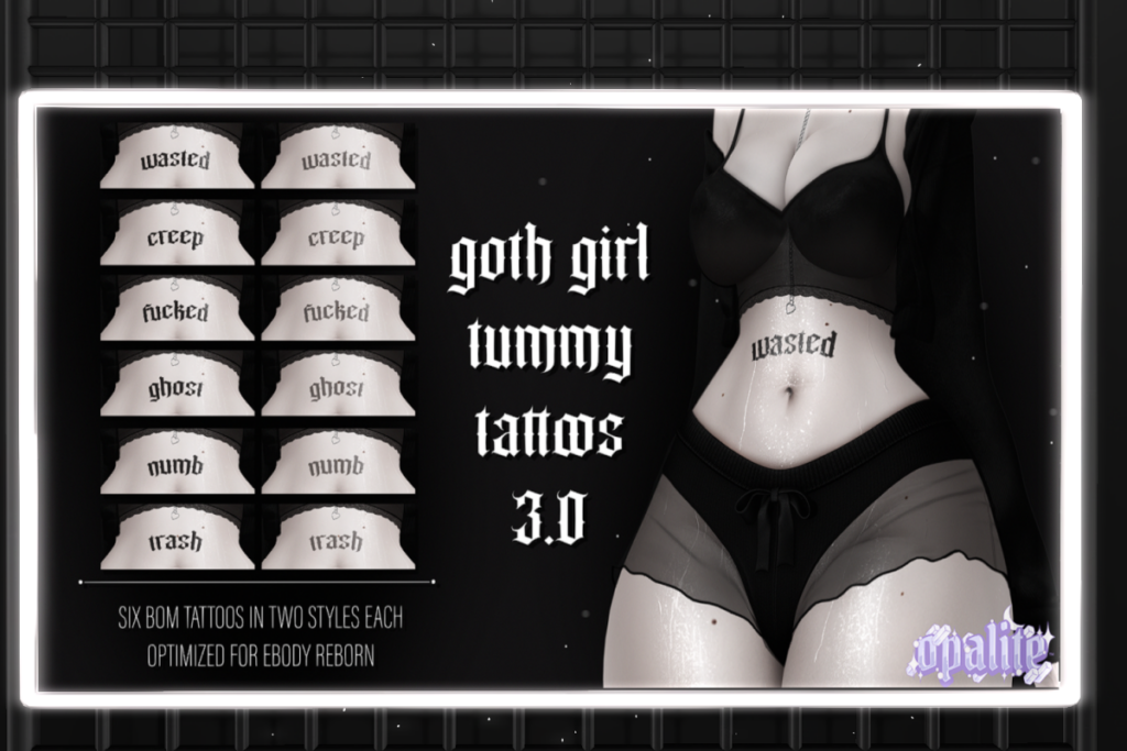Goth Girl Tummy Tattoos - BOM for Reborn, L$299