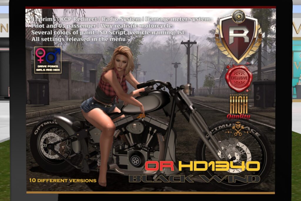 HD1340 Blackwind Driveable Motorcycle, L$3000