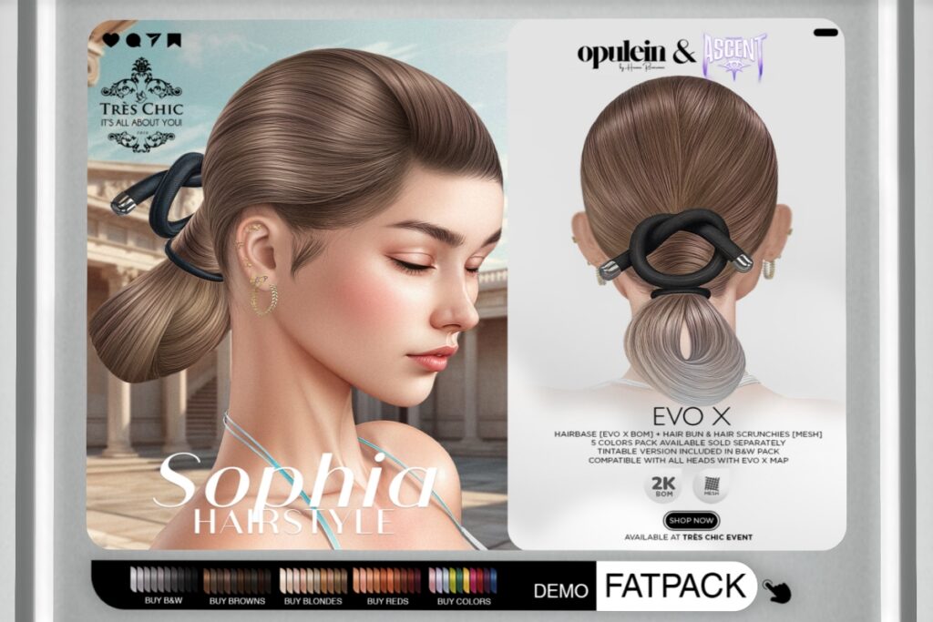 Sophia Hairstyle &amp; Hairbase - EvoX, L$250 each/L$750 FP