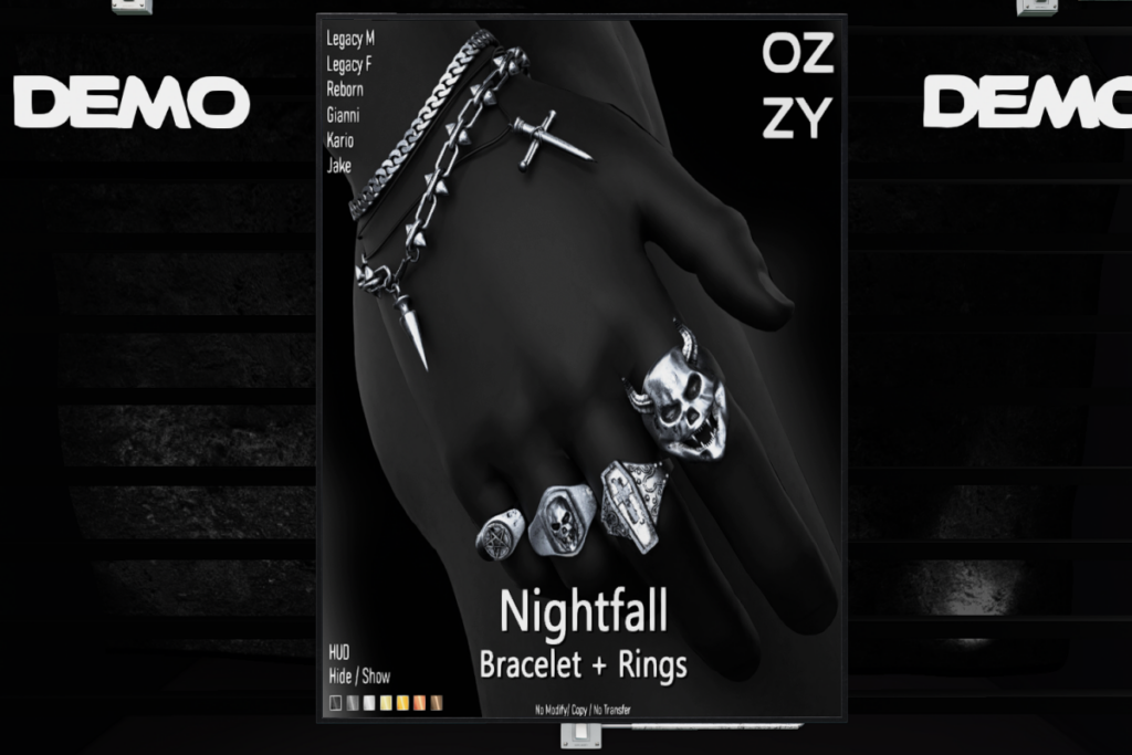Nightfall Bracelet + Rings - Gianni/Jake/Kario/Legacy F+M/Reborn, L$399 each/L$599 FP